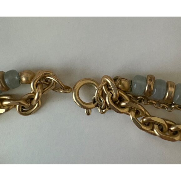 Ann Taylor LOFT Gold Tone Double Strand Adjustable Necklace Green Beads 9" - Picture 5 of 6